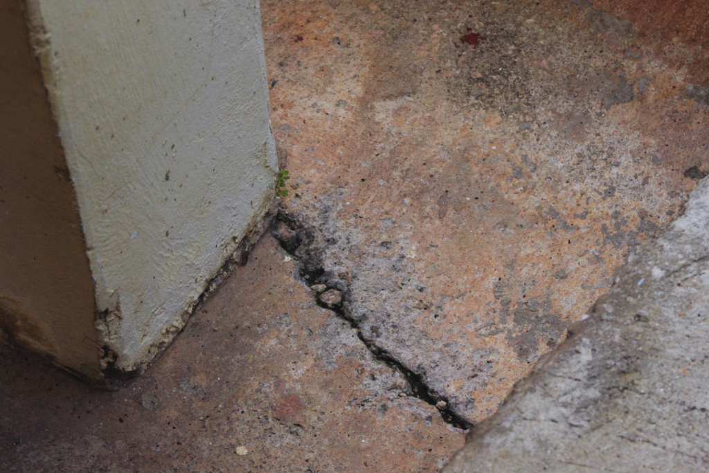 crack in foundation as a result of frost line damage